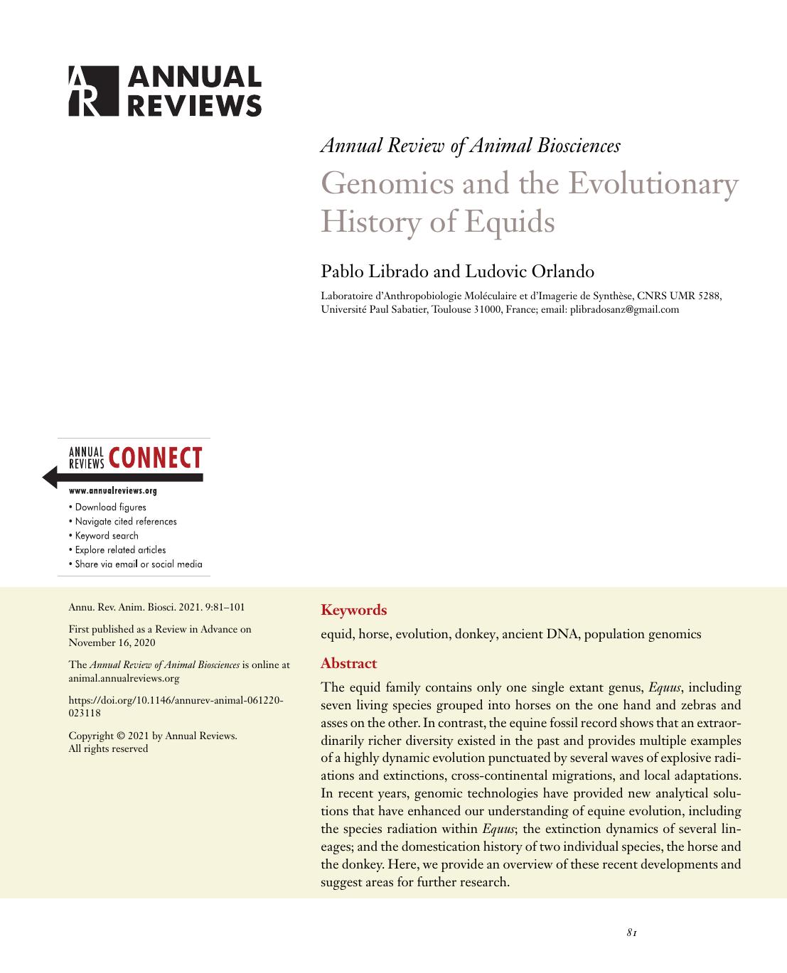 Genomics and the Evolutionary History of Equids by Pablo Librado and Ludovic Orlando