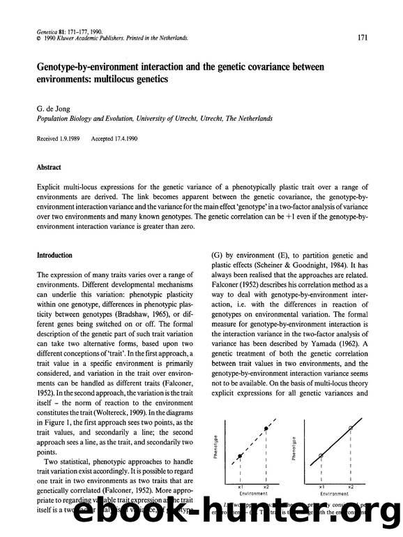 Genotype-by-environment interaction and the genetic covariance between environments: multilocus genetics by Unknown
