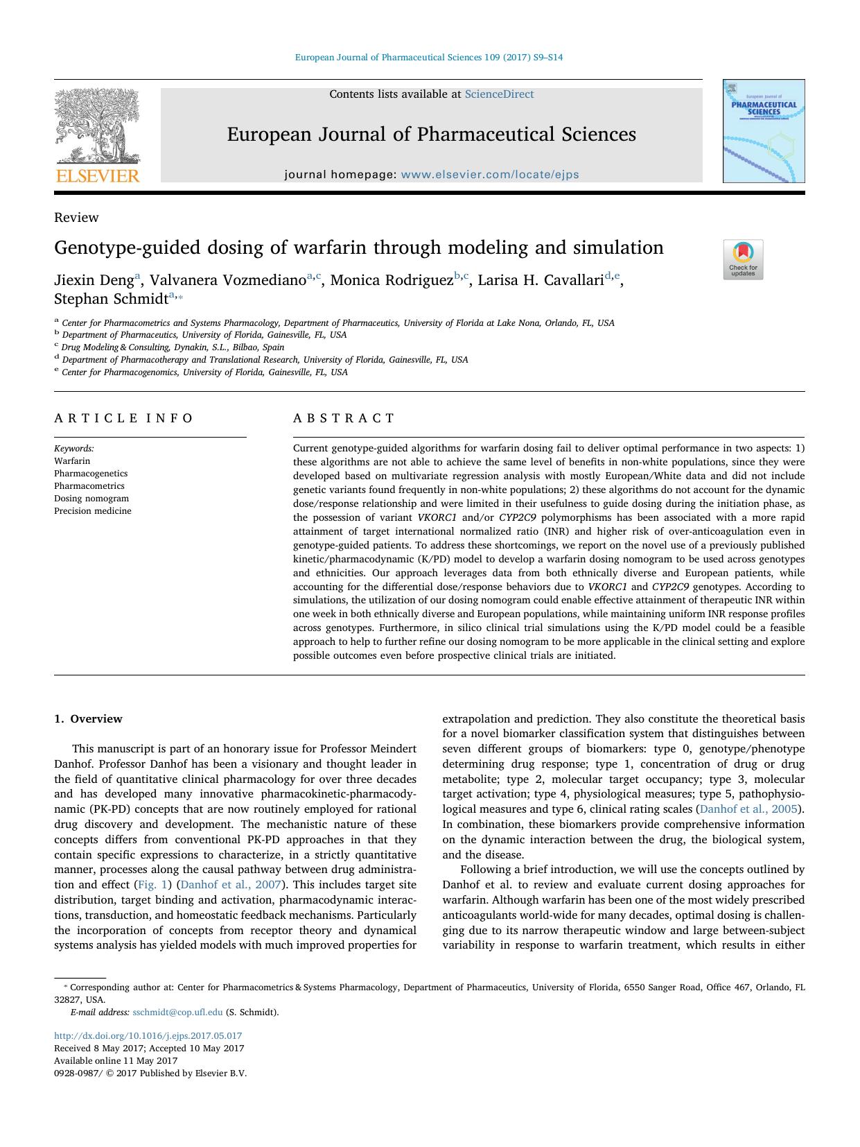 Genotype-guided dosing of warfarin through modeling and simulation by Jiexin Deng & Valvanera Vozmediano & Monica Rodriguez & Larisa H. Cavallari & Stephan Schmidt