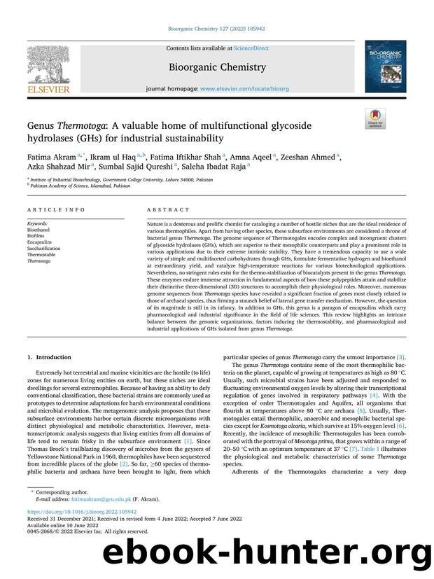 Genus Thermotoga : A valuable home of multifunctional glycoside hydrolases (GHs) for industrial sustainability by unknow