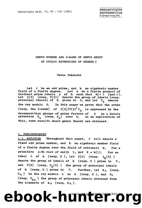 Genus number and l-rank of genus group of cyclic extensions of degree l by Unknown