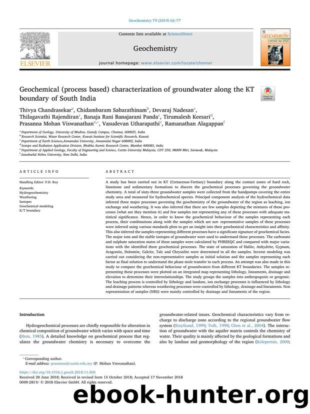 Geochemical (process based) characterization of groundwater along the KT boundary of South India by unknow
