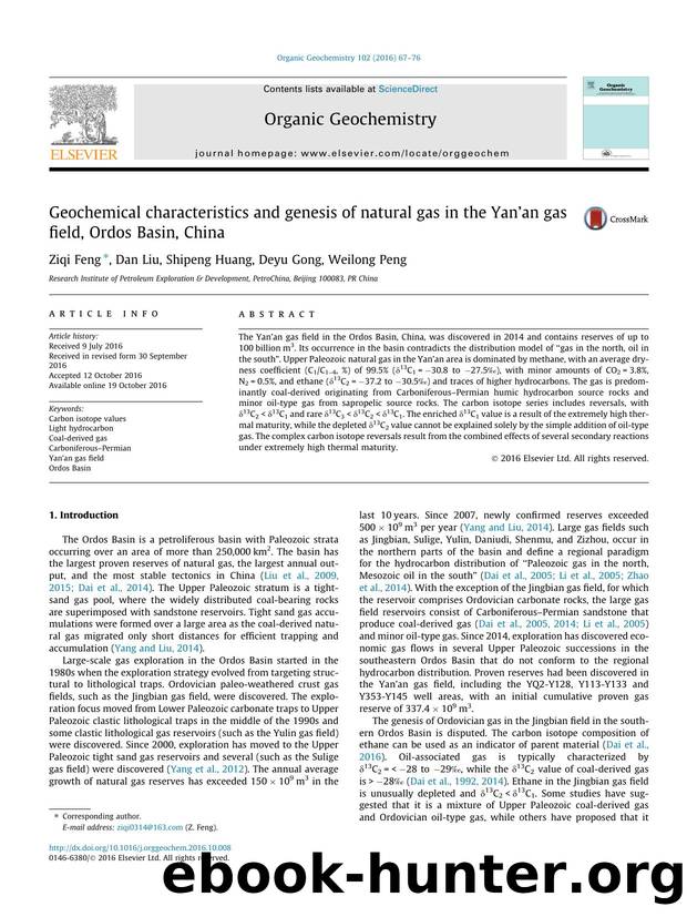 Geochemical characteristics and genesis of natural gas in the YanÃ¢â¬â¢an gas field, Ordos Basin, China by Ziqi Feng & Dan Liu & Shipeng Huang & Deyu Gong & Weilong Peng