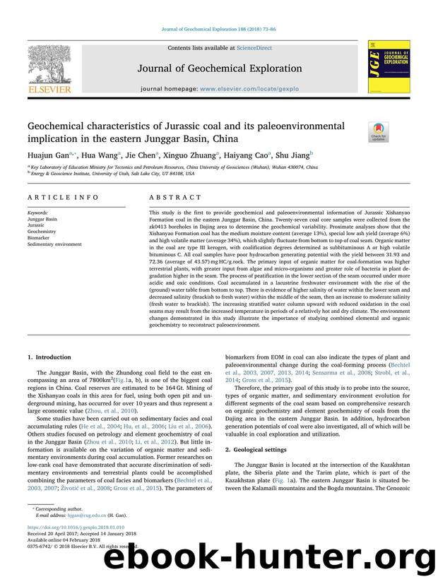 Geochemical characteristics of Jurassic coal and its paleoenvironmental implication in the eastern Junggar Basin, China by Huajun Gan & Hua Wang & Jie Chen & Xinguo Zhuang & Haiyang Cao & Shu Jiang