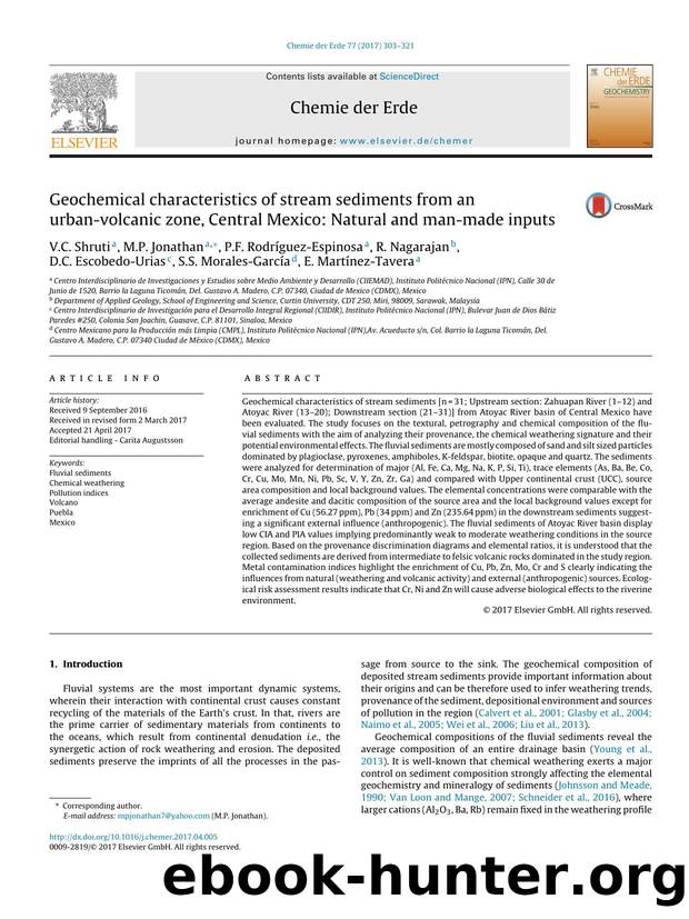 Geochemical characteristics of stream sediments from an urban-volcanic zone, Central Mexico: Natural and man-made inputs by unknow