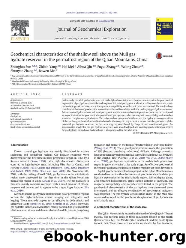 Geochemical characteristics of the shallow soil above the Muli gas hydrate reservoir in the permafrost region of the Qilian Mountains, China by unknow
