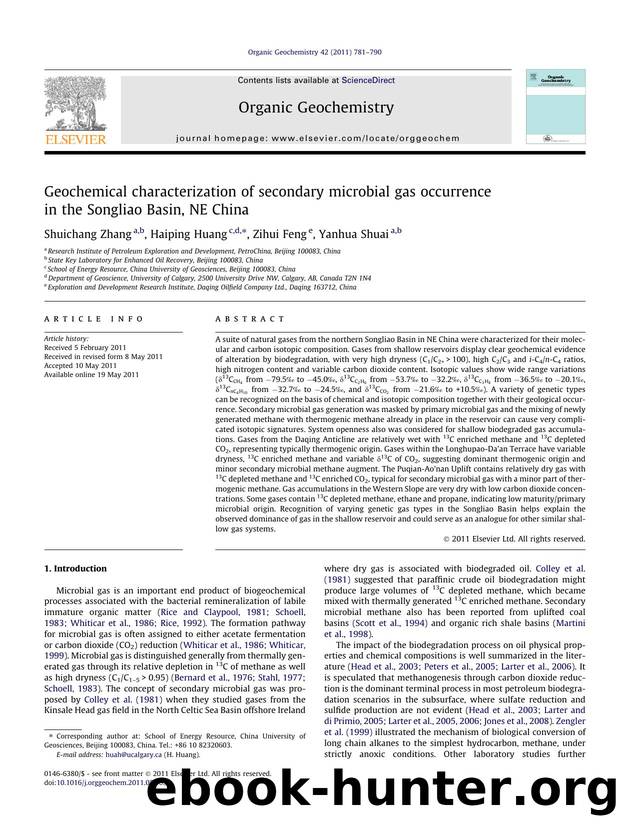 Geochemical characterization of secondary microbial gas occurrence in the Songliao Basin, NE China by Shuichang Zhang & Haiping Huang & Zihui Feng & Yanhua Shuai