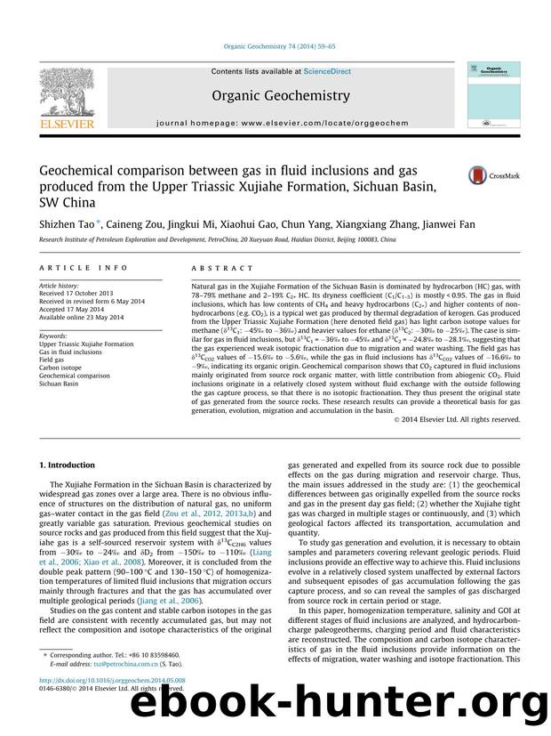 Geochemical comparison between gas in fluid inclusions and gas produced from the Upper Triassic Xujiahe Formation, Sichuan Basin, SW China by Shizhen Tao & Caineng Zou & Jingkui Mi & Xiaohui Gao & Chun Yang & Xiangxiang Zhang & Jianwei Fan
