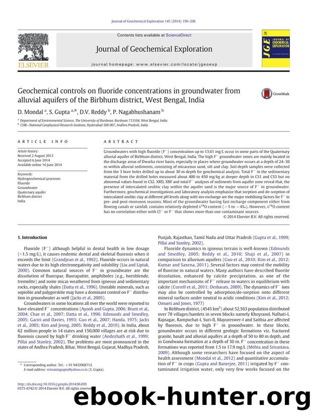Geochemical controls on fluoride concentrations in groundwater from alluvial aquifers of the Birbhum district, West Bengal, India by D. Mondal & S. Gupta & D.V. Reddy & P. Nagabhushanam