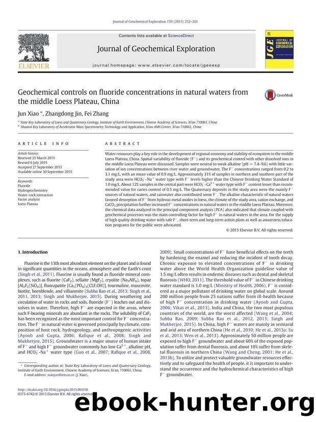 Geochemical controls on fluoride concentrations in natural waters from the middle Loess Plateau, China by Jun Xiao & Zhangdong Jin & Fei Zhang