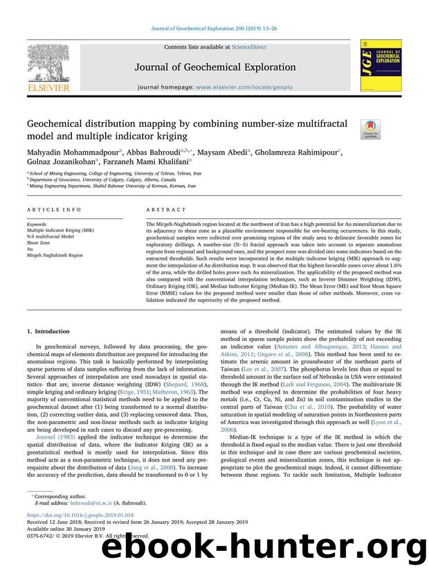 Geochemical distribution mapping by combining number-size multifractal model and multiple indicator kriging by unknow