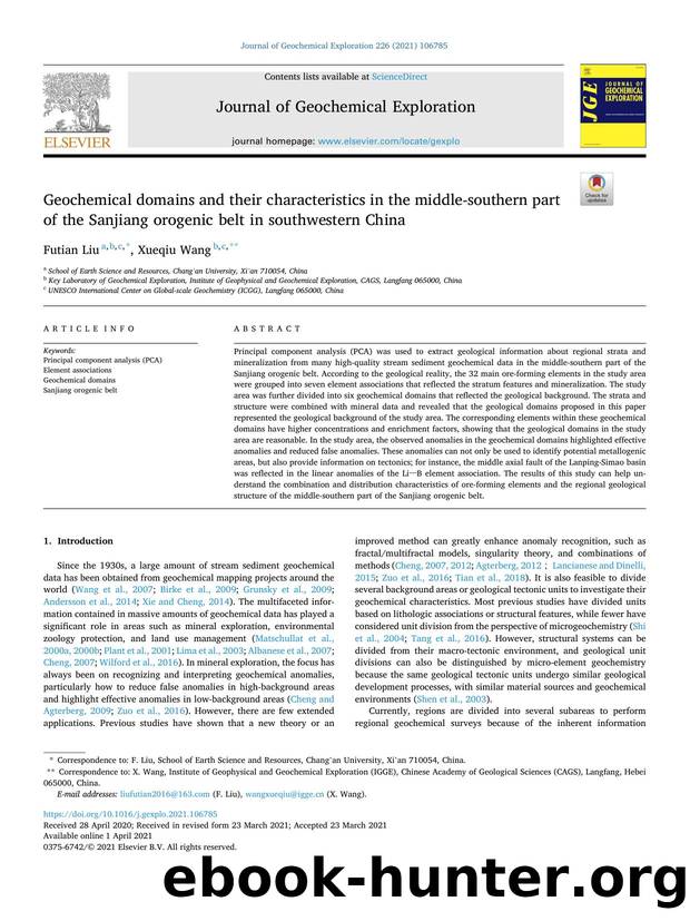 Geochemical domains and their characteristics in the middle-southern part of the Sanjiang orogenic belt in southwestern China by Futian Liu & Xueqiu Wang