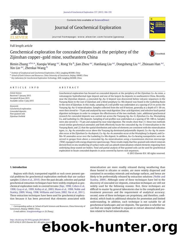 Geochemical exploration for concealed deposits at the periphery of the Zijinshan copper-gold mine, southeastern China by unknow