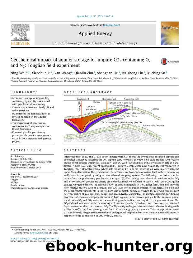 Geochemical impact of aquifer storage for impure CO2 containing O2 and N2: Tongliao field experiment by Ning Wei & Xiaochun Li & Yan Wang & Qianlin Zhu & Shengnan Liu & Naizhong Liu & Xuebing Su