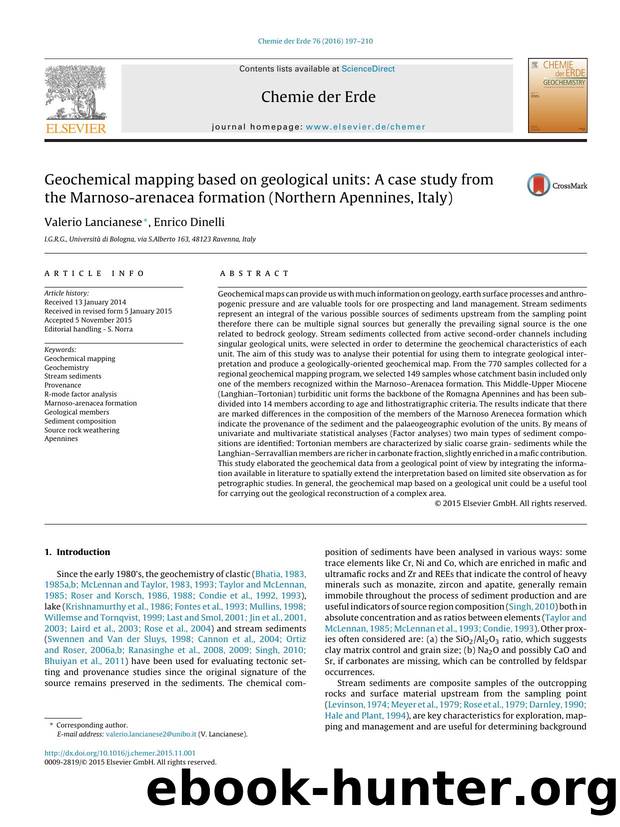 Geochemical mapping based on geological units: A case study from the Marnoso-arenacea formation (Northern Apennines, Italy) by Valerio Lancianese & Enrico Dinelli