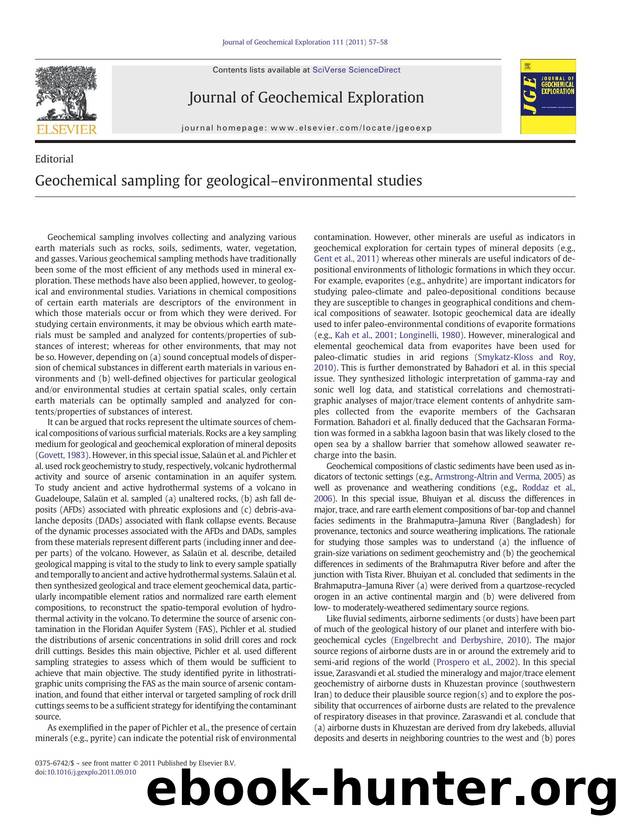 Geochemical sampling for geologicalâenvironmental studies by Emmanuel John M. Carranza