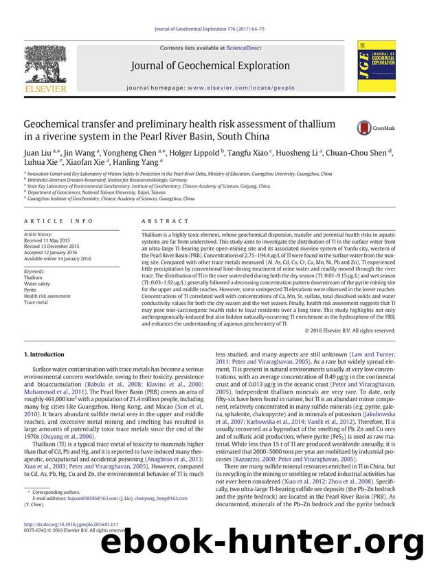 Geochemical transfer and preliminary health risk assessment of thallium in a riverine system in the Pearl River Basin, South China by unknow