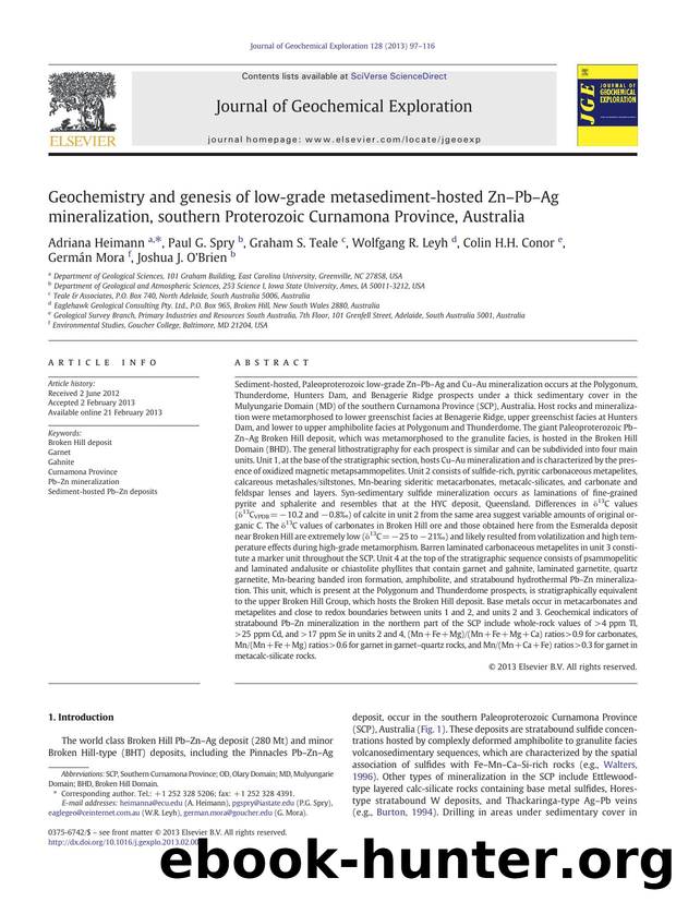 Geochemistry and genesis of low-grade metasediment-hosted ZnâPbâAg mineralization, southern Proterozoic Curnamona Province, Australia by unknow