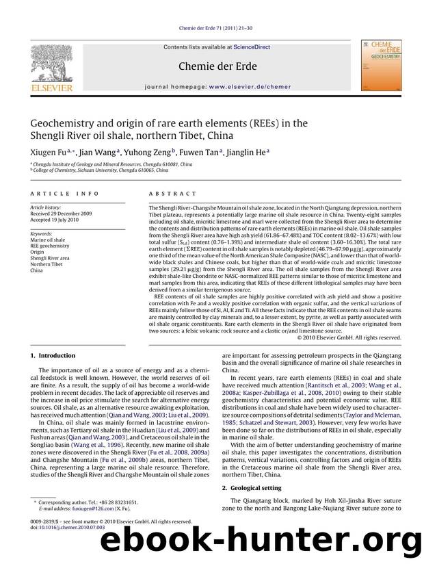 Geochemistry and origin of rare earth elements (REEs) in the Shengli River oil shale, northern Tibet, China by Xiugen Fu