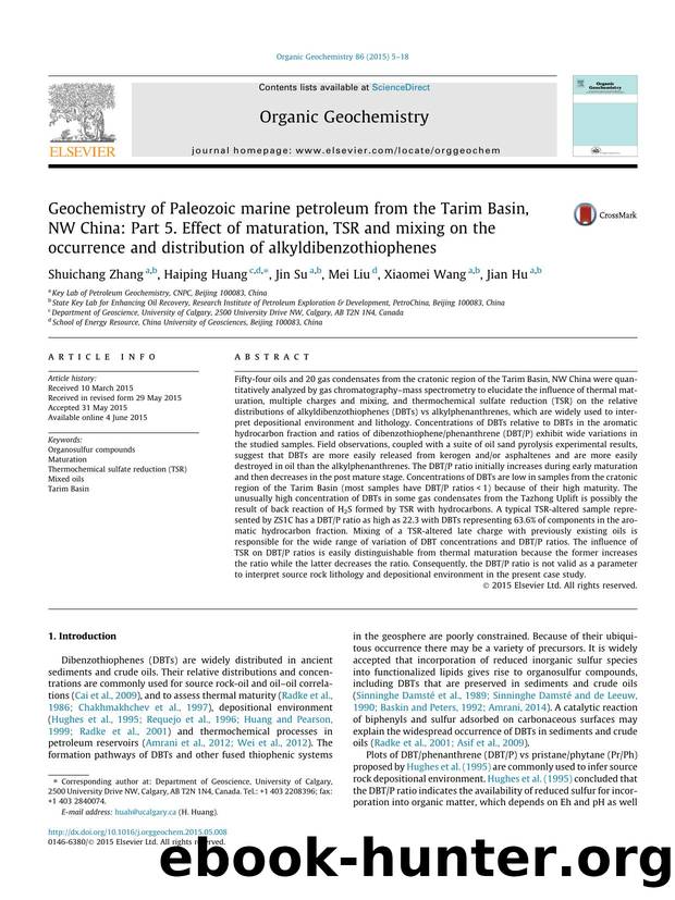 Geochemistry of Paleozoic marine petroleum from the Tarim Basin, NW China: Part 5. Effect of maturation, TSR and mixing on the occurrence and distribution of alkyldibenzothiophenes by Shuichang Zhang & Haiping Huang & Jin Su & Mei Liu & Xiaomei Wang & Jian Hu