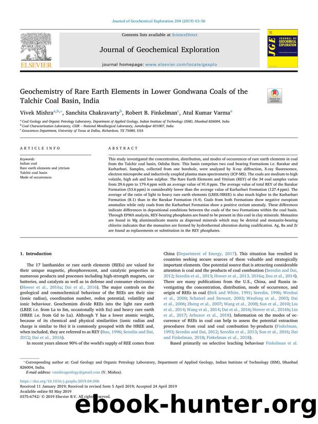Geochemistry of Rare Earth Elements in Lower Gondwana Coals of the Talchir Coal Basin, India by Vivek Mishra & Sanchita Chakravarty & Robert B. Finkelman & Atul Kumar Varma