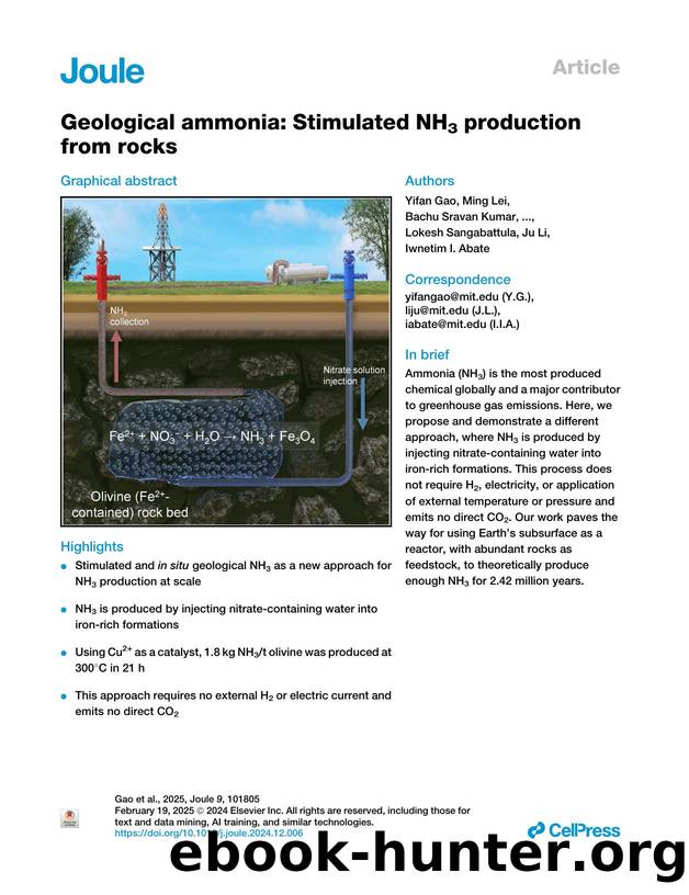 Geological ammonia: Stimulated NH3 production from rocks by unknow