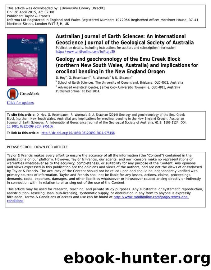 Geology and geochronology of the Emu Creek Block \(northern New South Wales, Australia\) and implications for oroclinal bending in the New England Orogen by D. Hoy