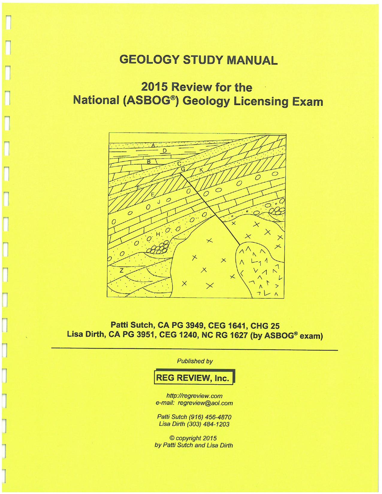 Geology study manual : 2015 review for the National (ASBOG) Geology Licensing Exam by Patricia Sutch; Lisa Dirth