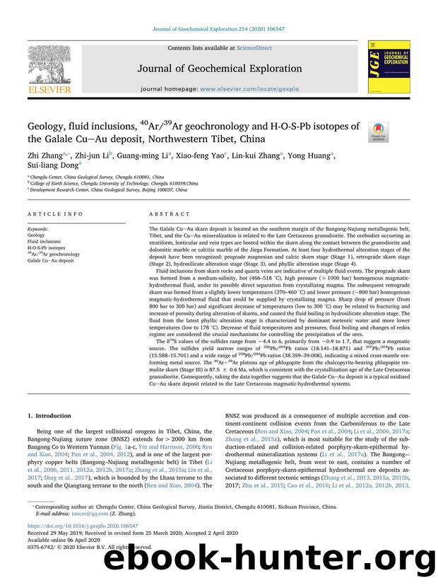 Geology, fluid inclusions, 40Ar39Ar geochronology and H-O-S-Pb isotopes of the Galale CuAu deposit, Northwestern Tibet, China by Zhi Zhang & Zhi-jun Li & Guang-ming Li & Xiao-feng Yao & Lin-kui Zhang & Yong Huang & Sui-liang Dong