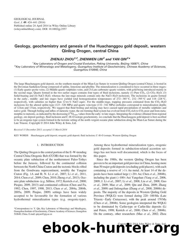 Geology, geochemistry and genesis of the Huachanggou gold deposit, western Qinling Orogen, central China by Y.J. Chen & M. Santosh & H.Y. Chen & Ian Somerville