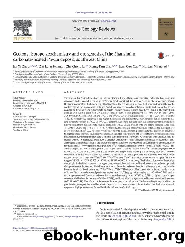 Geology, isotope geochemistry and ore genesis of the Shanshulin carbonate-hosted PbâZn deposit, southwest China by Jia-Xi Zhou & Zhi-Long Huang & Zhi-Cheng Lv & Xiang-Kun Zhu & Jian-Guo Gao & Hassan Mirnejad