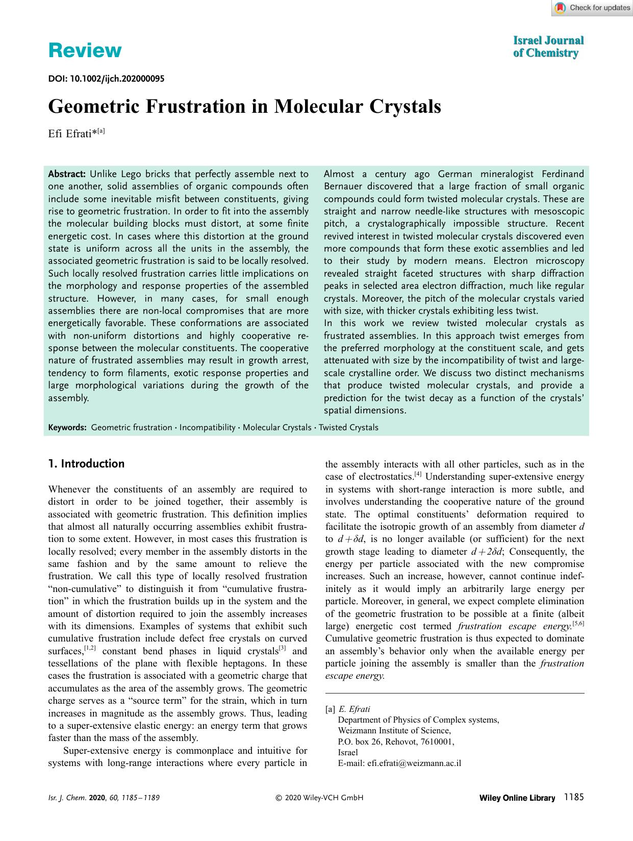 Geometric Frustration in Molecular Crystals by Unknown