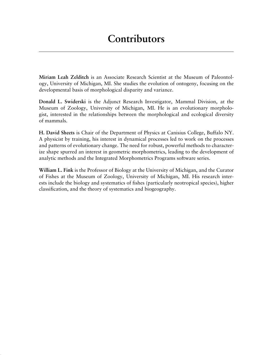 Geometric Morphometrics for Biologists by Miriam L. Zelditch Donald L. Swiderski David H Sheets William L. Fink