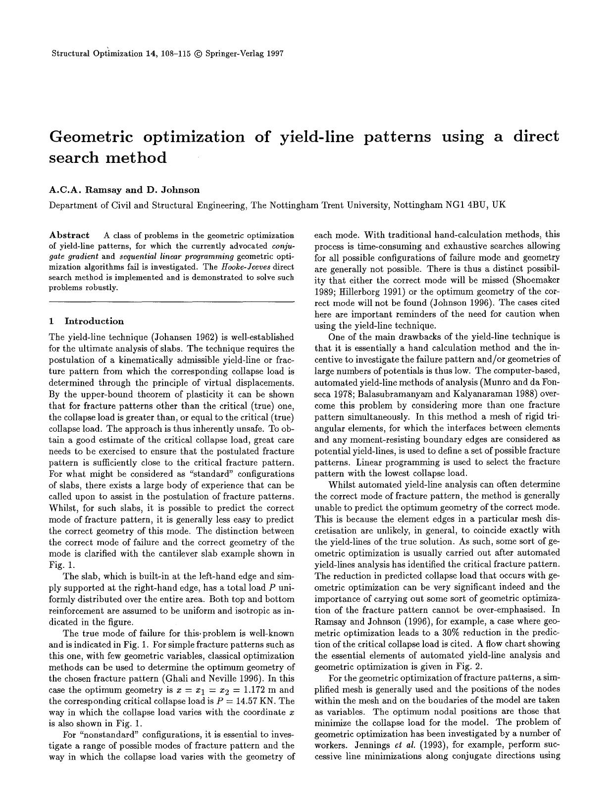 Geometric optimization of yield-line patterns using a direct search method by Unknown