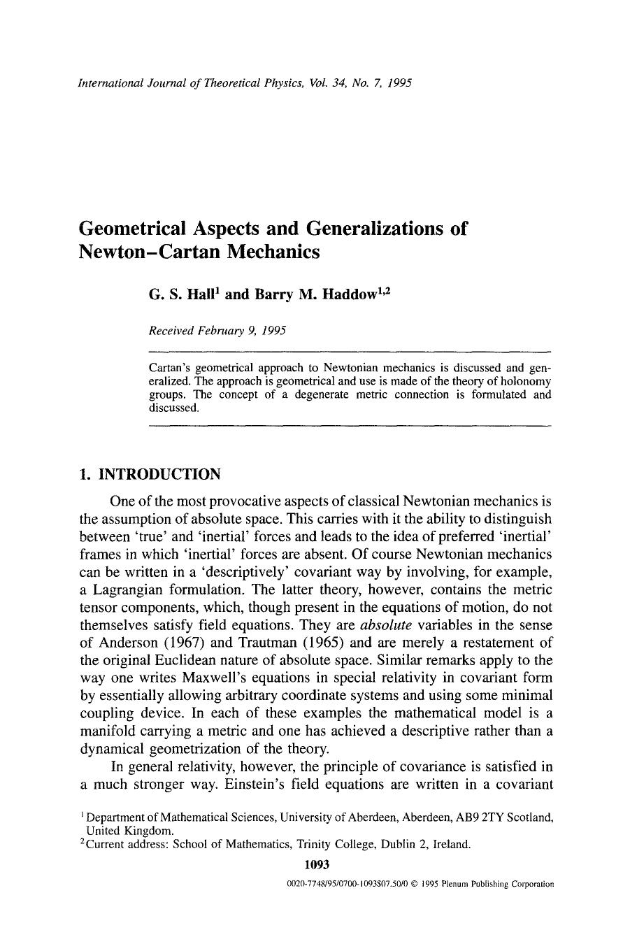 Geometrical aspects and generalizations of Newton-Cartan mechanics by Unknown