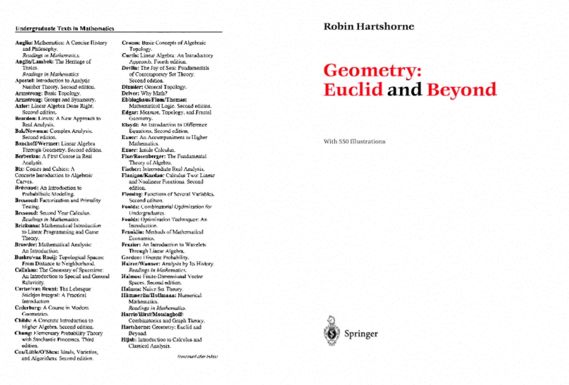Geometry: Euclid and Beyond by Robn Hartshorn