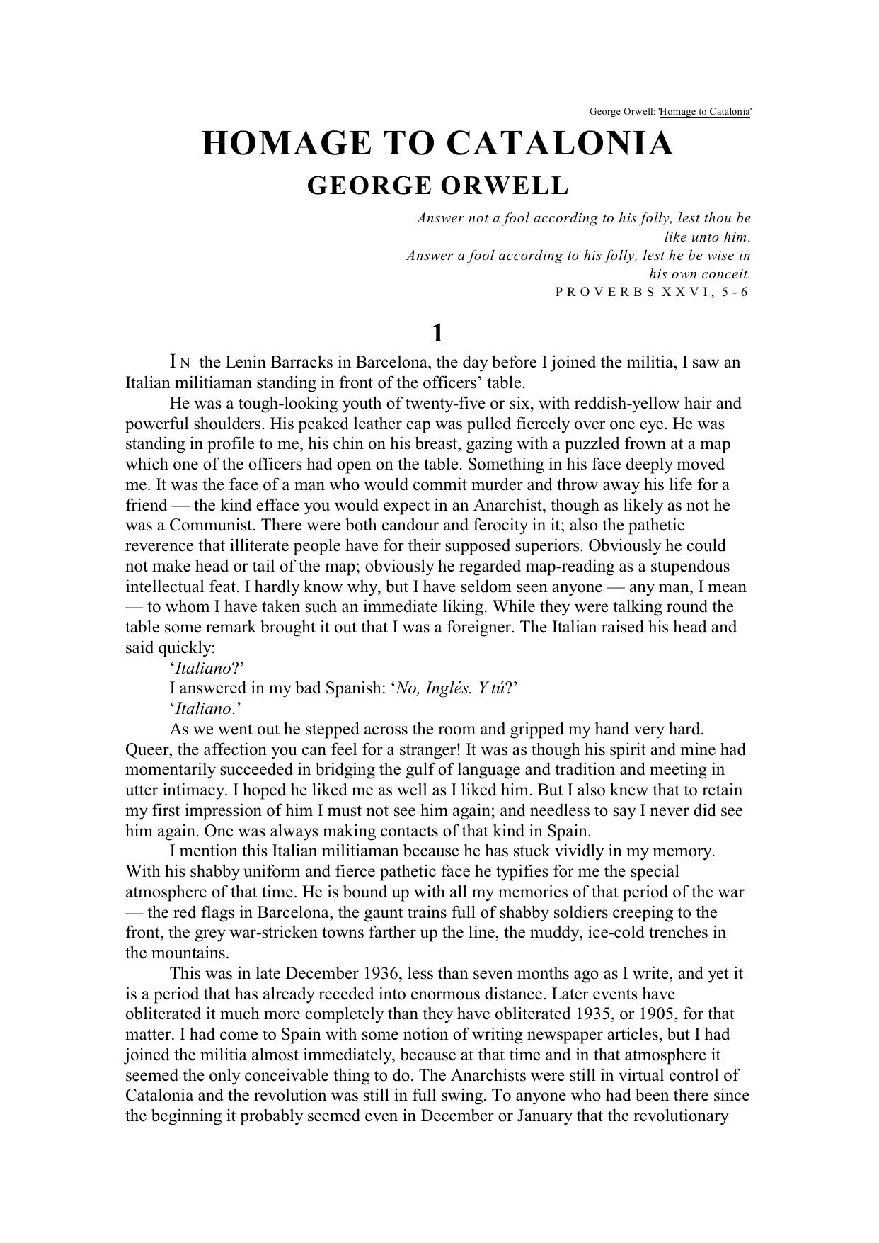 George Orwell: 'Homage to Catalonia' by WinXP