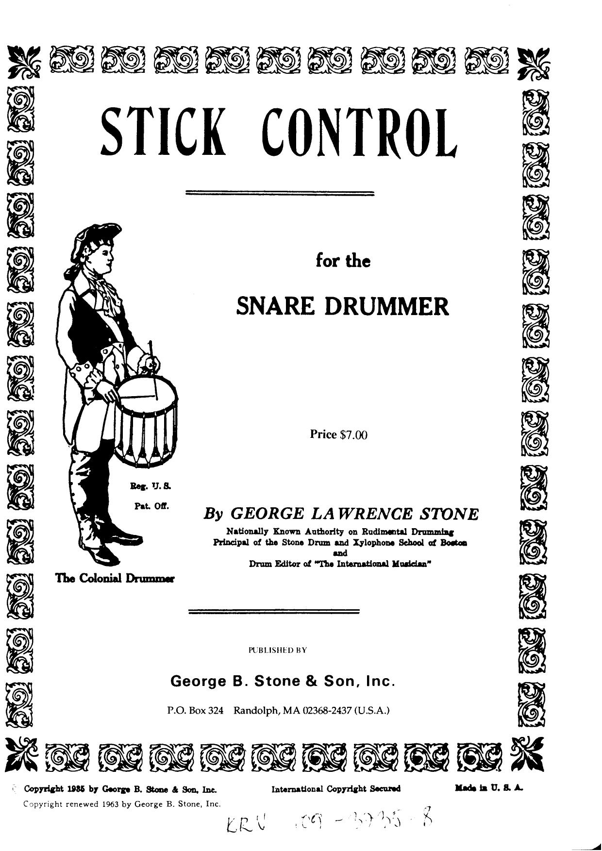 George Stone by Stick Control For The Snare Drummer