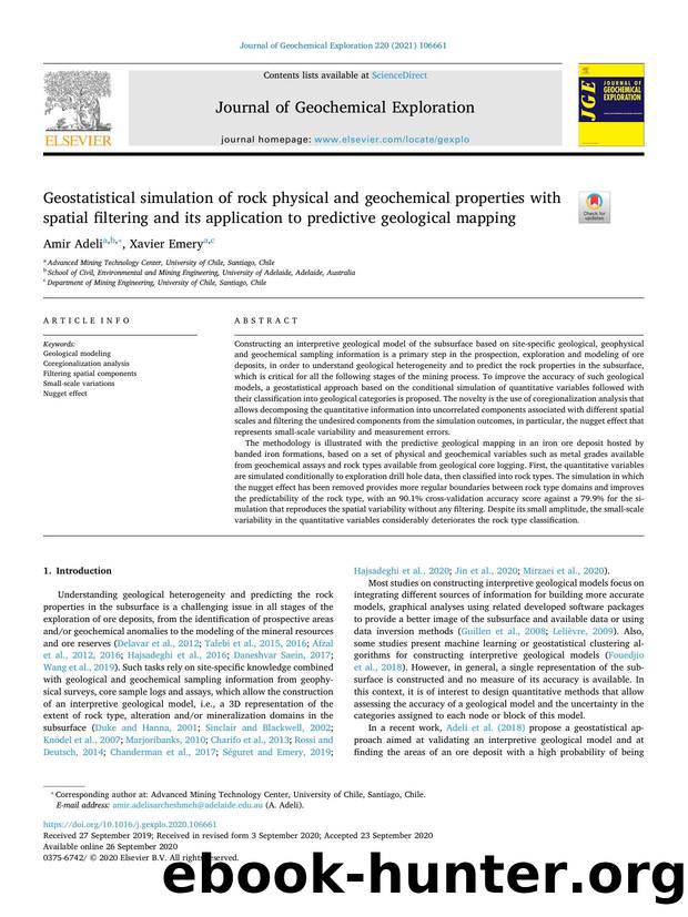 Geostatistical simulation of rock physical and geochemical properties with spatial filtering and its application to predictive geological mapping by Amir Adeli & Xavier Emery