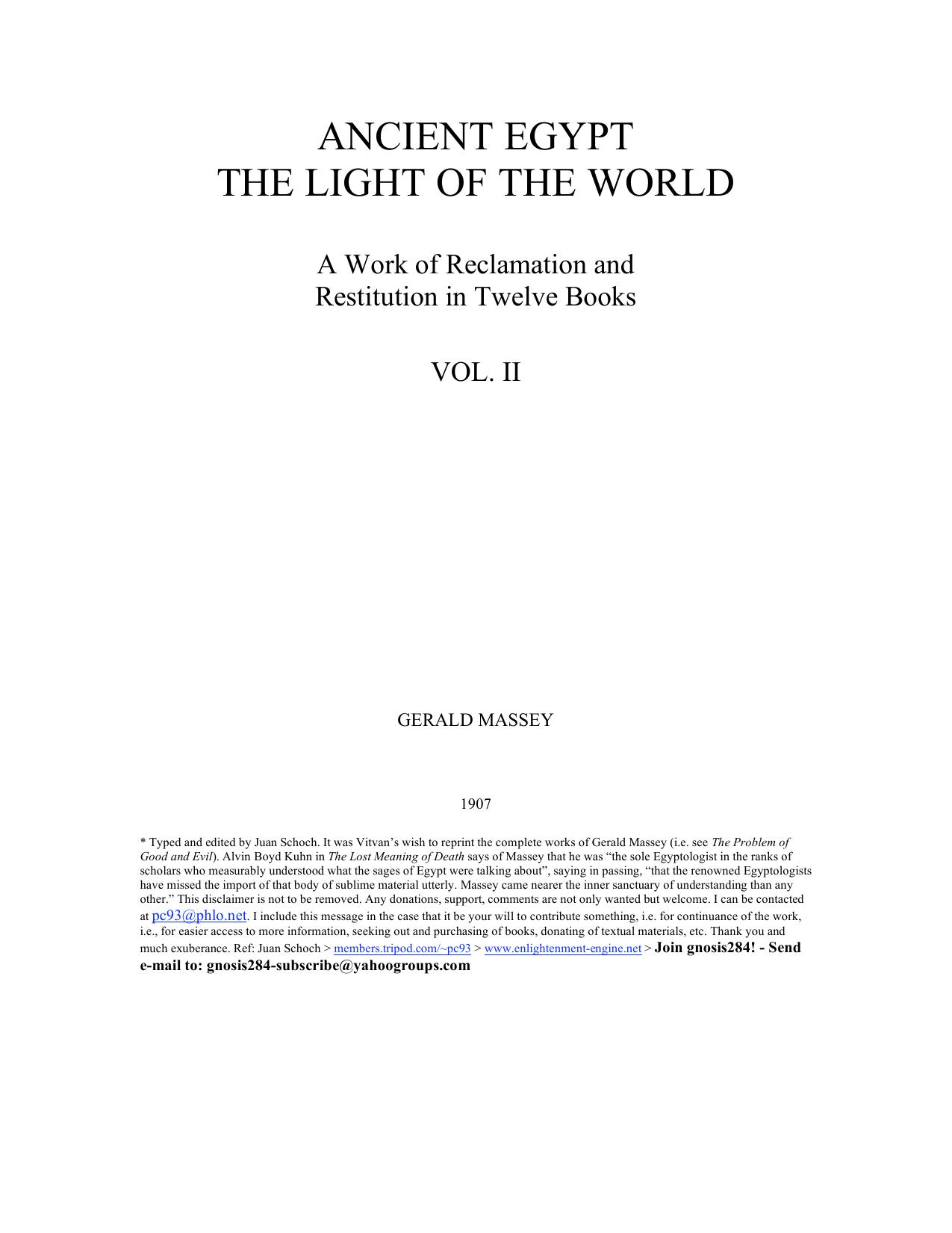 Gerald Massey - Ancient Egypt - The Light of the World Volume 2 (pdf) by roflcopter2110