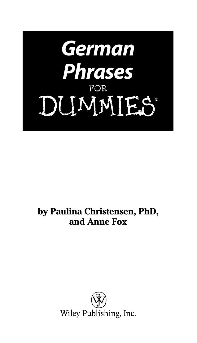 German Phrases for Dummies by Christensen Paulina PhD & Fox Anne