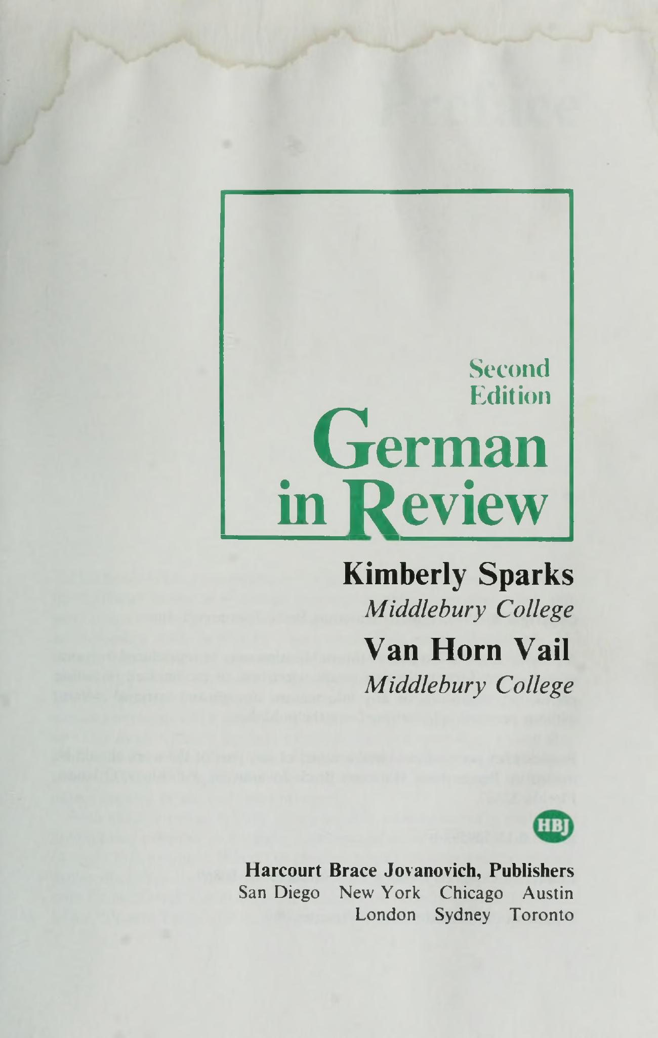 German in Review by Kimberly Sparks; Van Horn Vail
