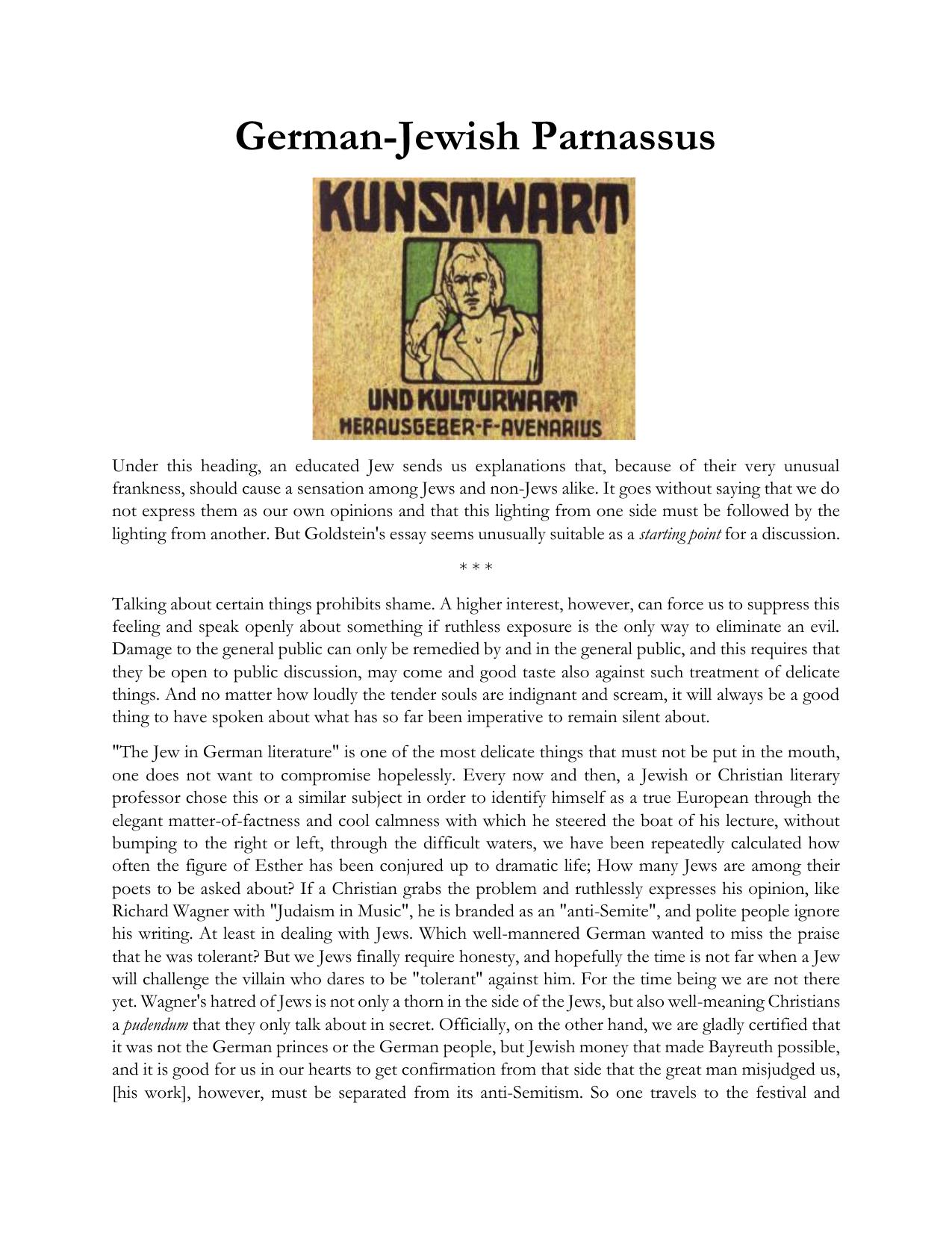 German-Jewish Parnassus (Deutsch-jÃ¼discher Parnass) by Moritz Goldstein