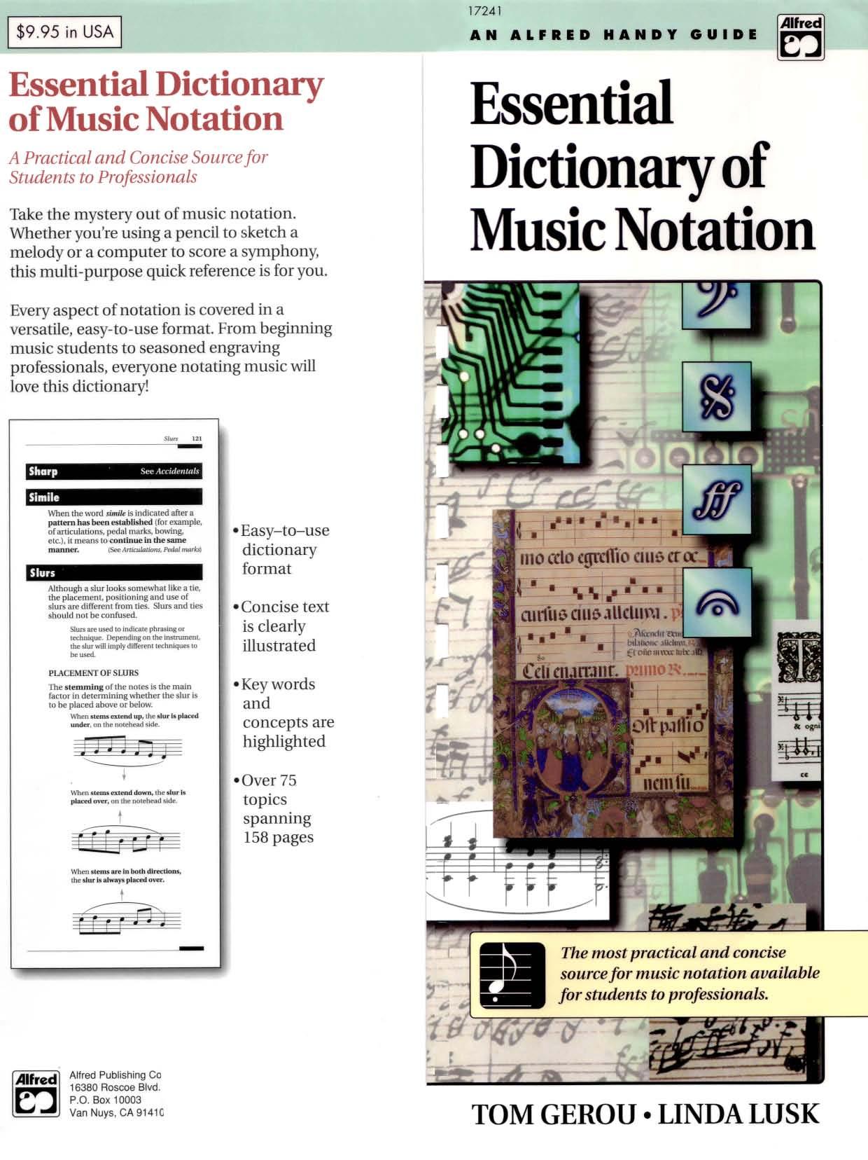 Gerou Tom, Lusk Linda Essential Dictionary of Music Notation by Unknown