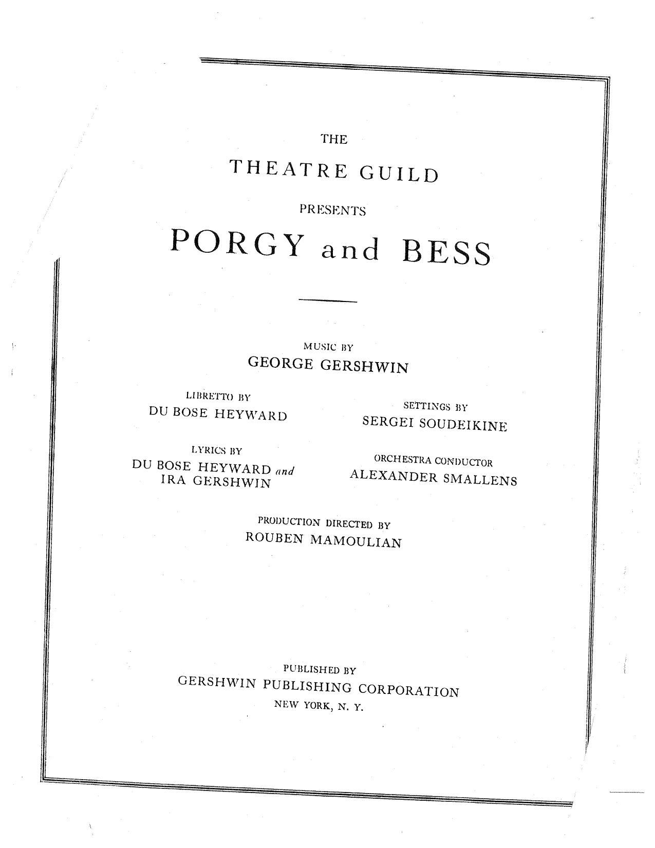 Gershwin by Porgy & Bess (Complete) (Piano vocal score)