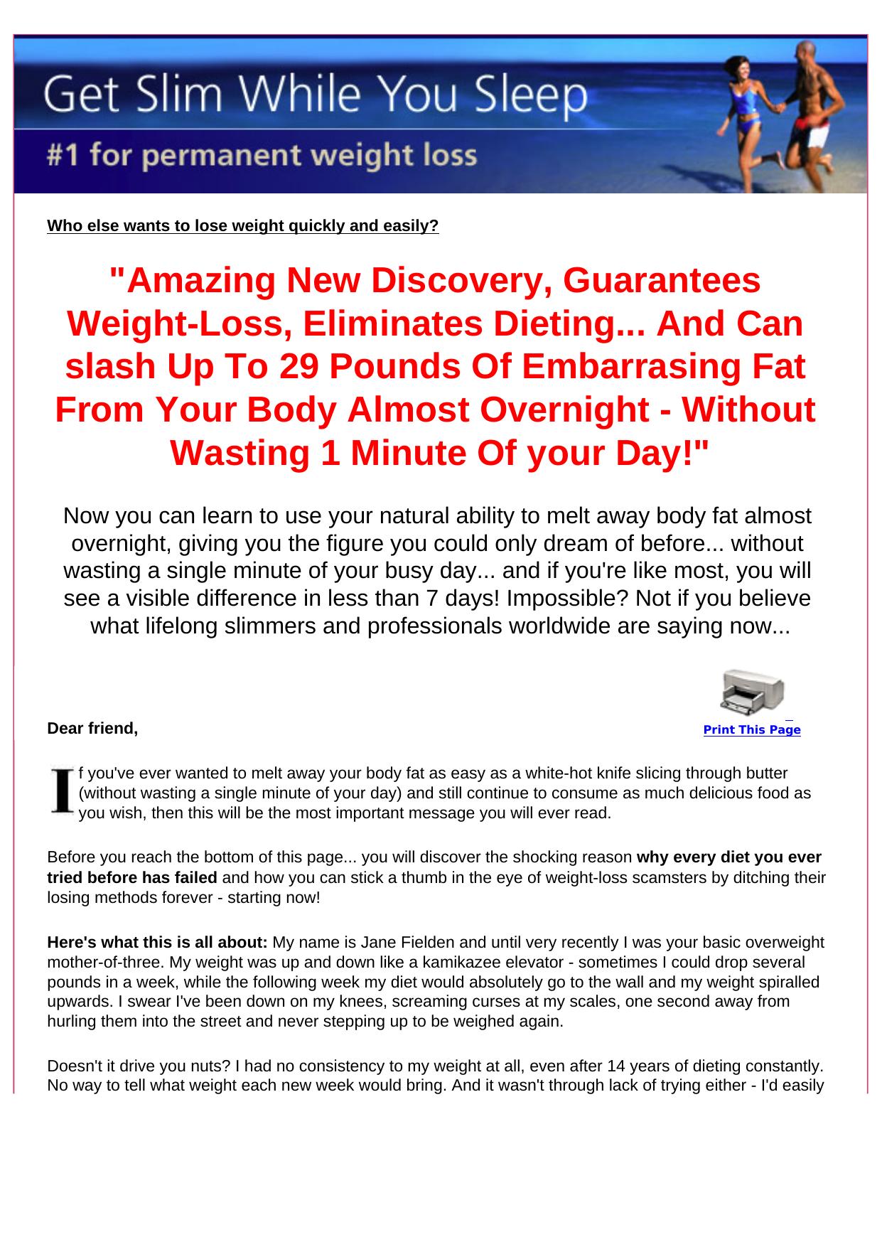 Get Slim While You Sleep. by Best of Kuszter's Collection