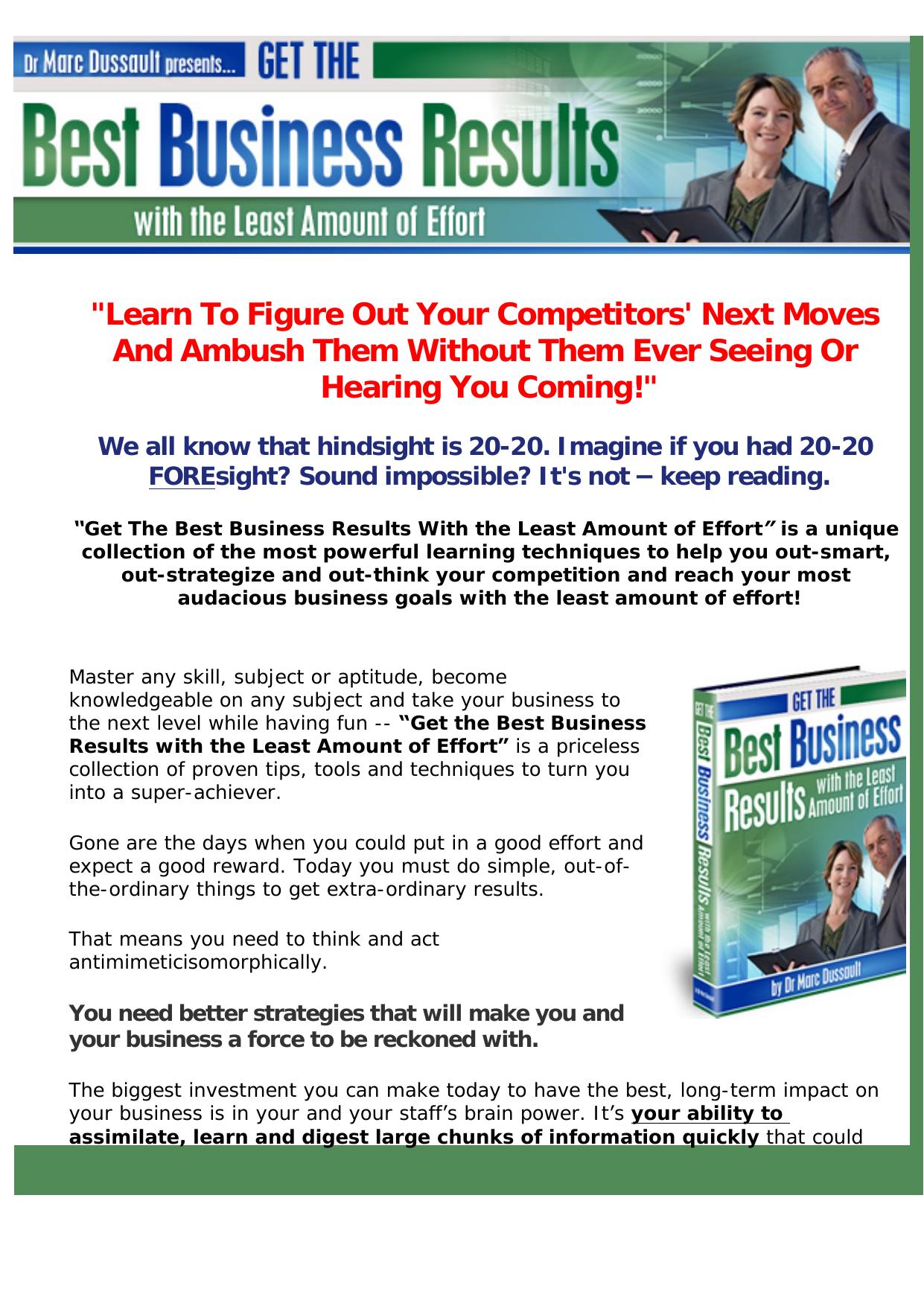 Get The Best Business Results With The Least Amount Of Effort. by Best of Kuszter's Collection