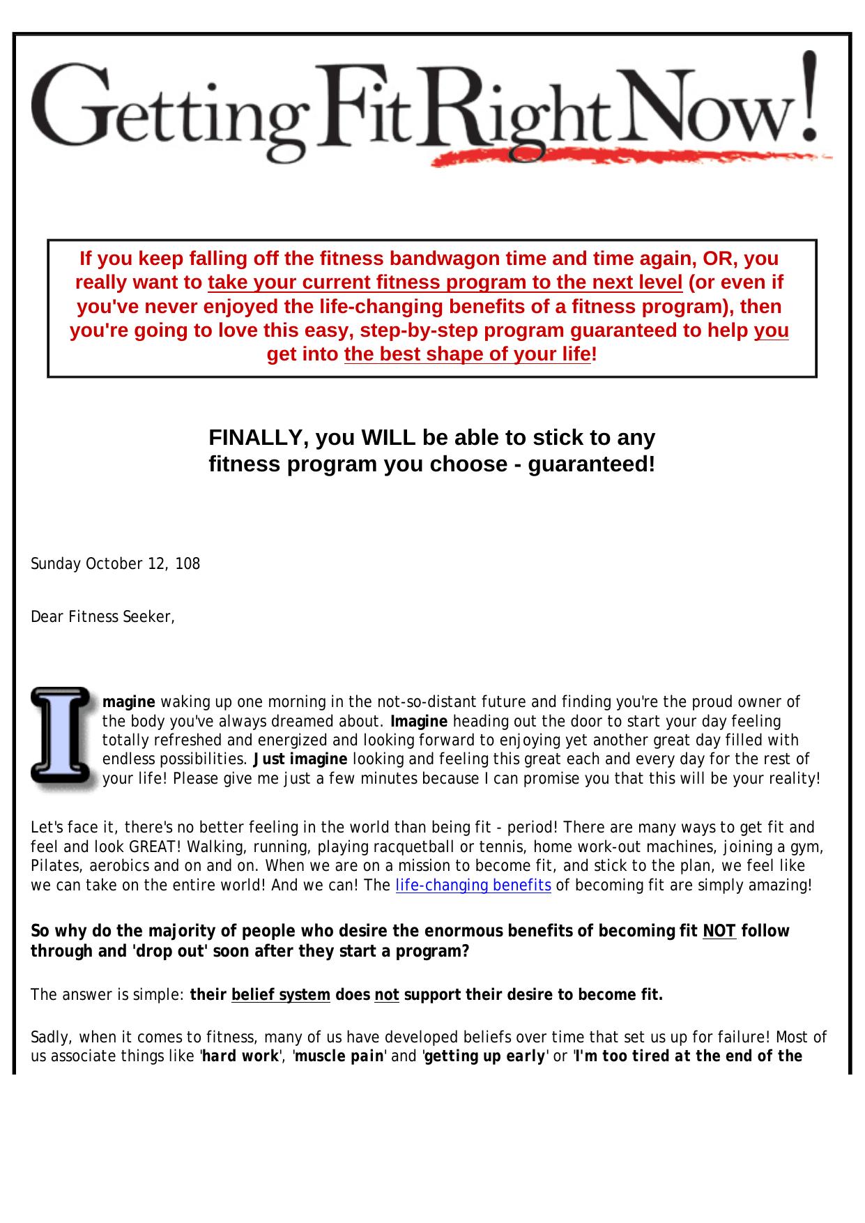 Getting Fit Right Now Program. by Best of Kuszter's Collection