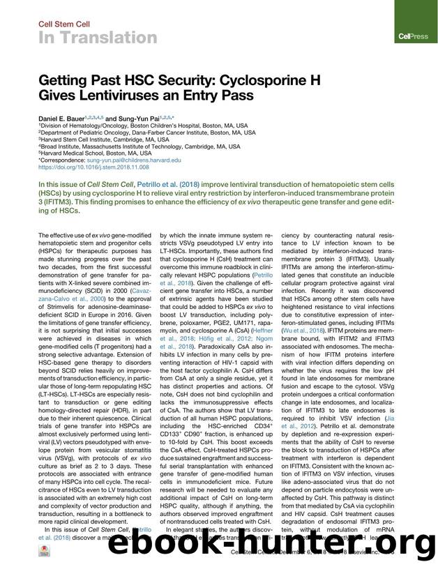 Getting Past HSC Security: Cyclosporine H Gives Lentiviruses an Entry Pass by Daniel E. Bauer & Sung-Yun Pai
