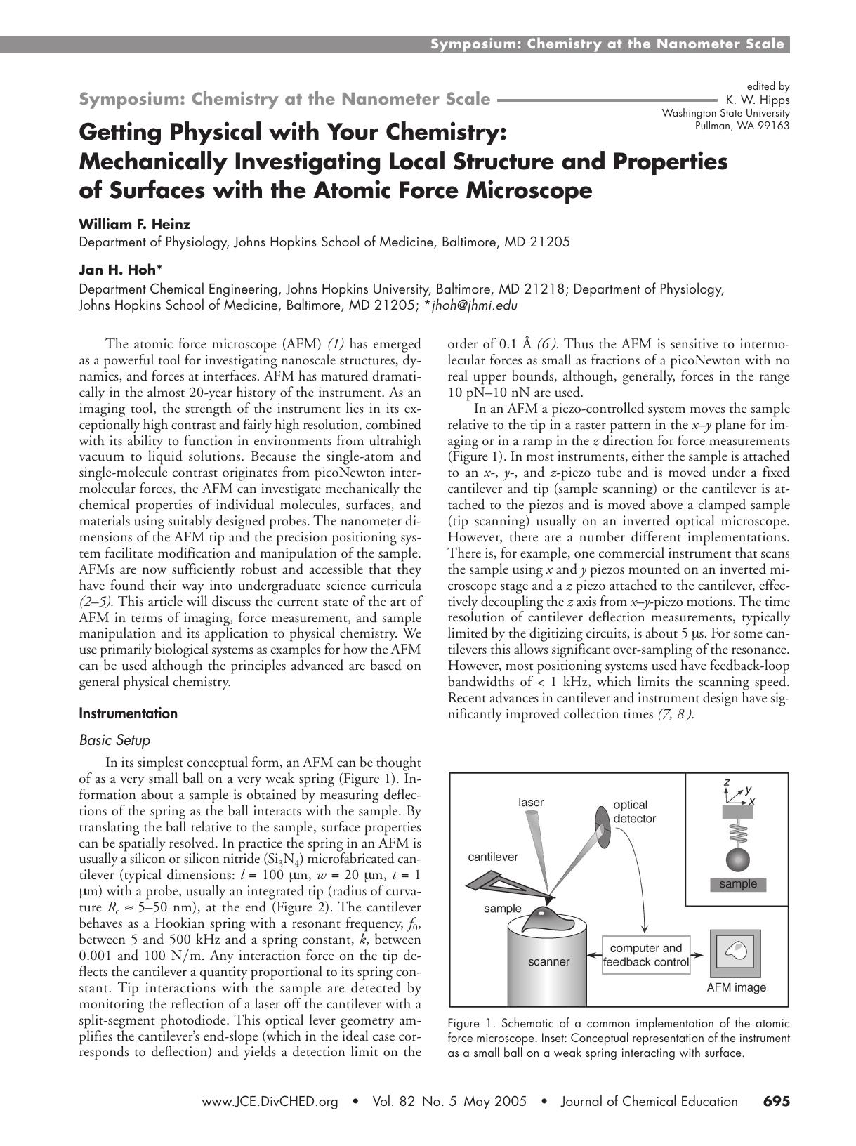Getting Physical with Your Chemistry: Mechanically Investigating Local Structure and Properties of Surfaces with the Atomic Force Microscope by William F. Heinz & Jan H. Hoh